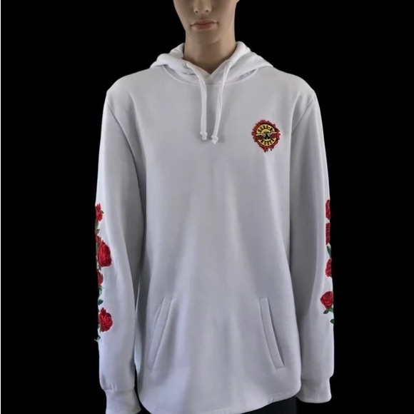 Guns and Roses Men’s Hoodie Custom Hoodie Upcycle Clothing Embroidered - Picture 7 of 9